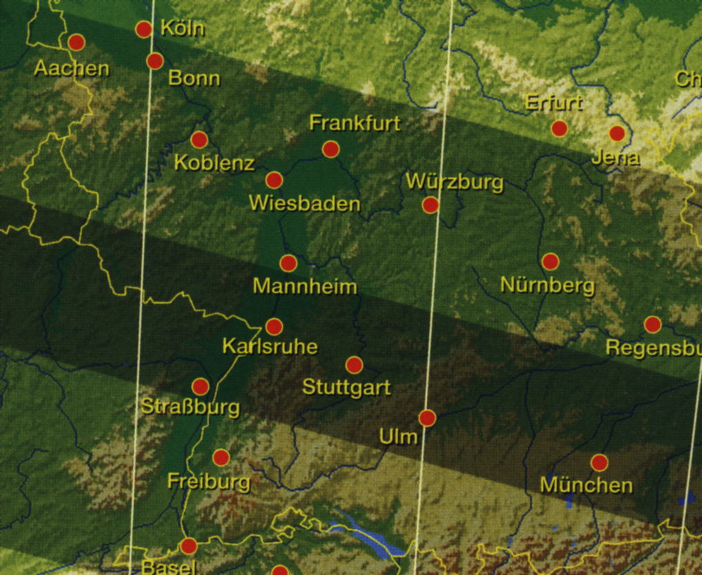 Kernschatten der Sonnenfinsternis am 11.8.99 in Sddeutschland